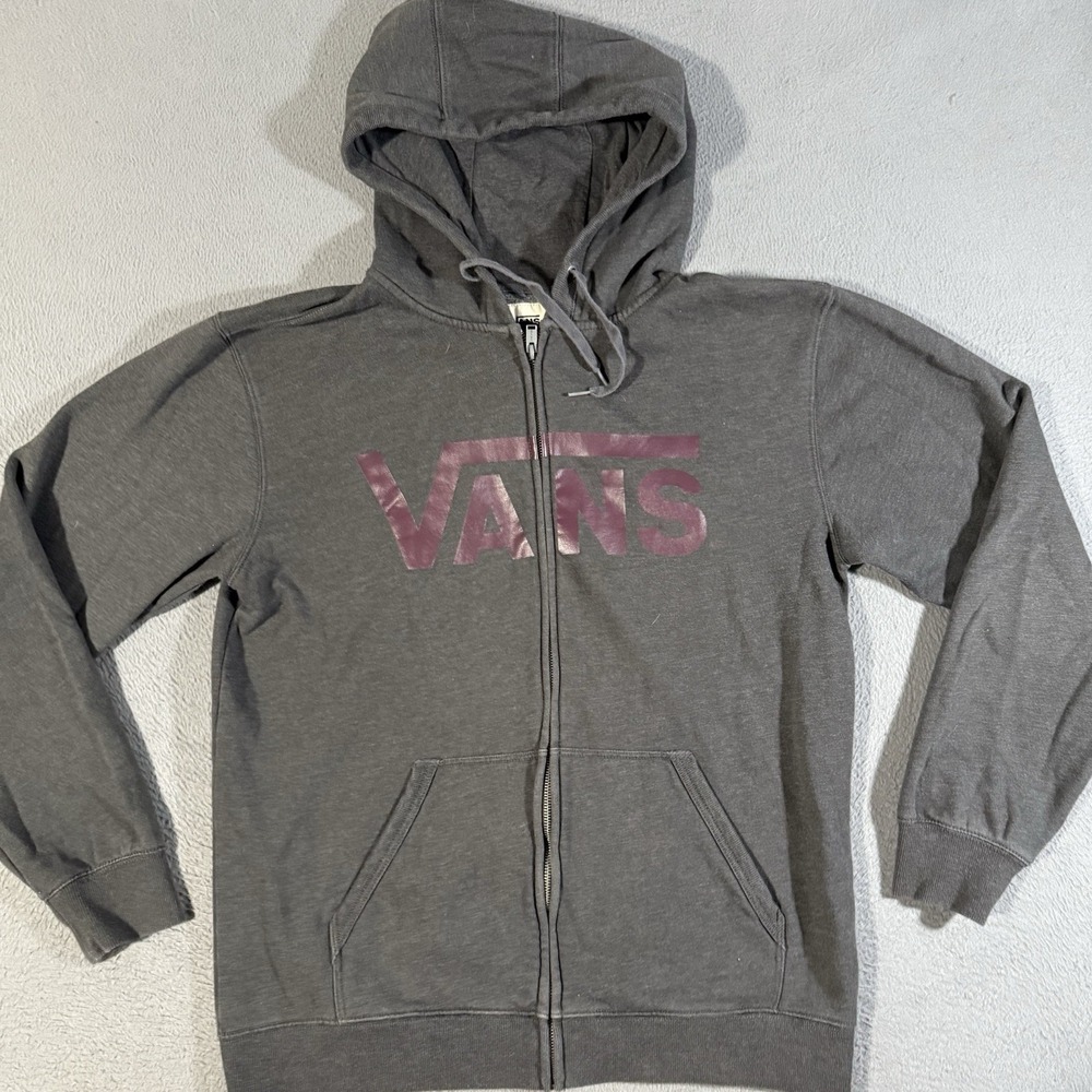 Vans Hoodie Full Zip Hoodie Gray Streetwear‎ Sweatshirt Purple Logo Skate Sz Lg
